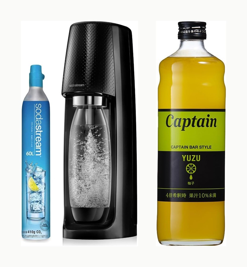 ソーダストリーム スピリット SSM1068 と Captain 柚子シロップ 600ml